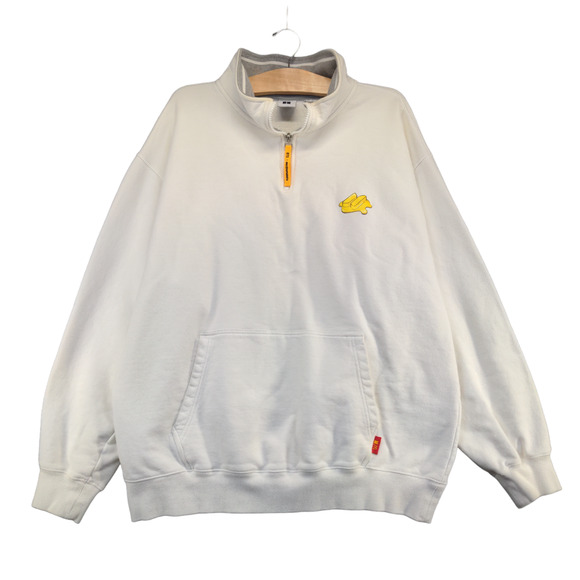 BTS McDonald's Men's 1/4 Zip Sweatshirt White XL Long Sleeve Mock Neck Cotton